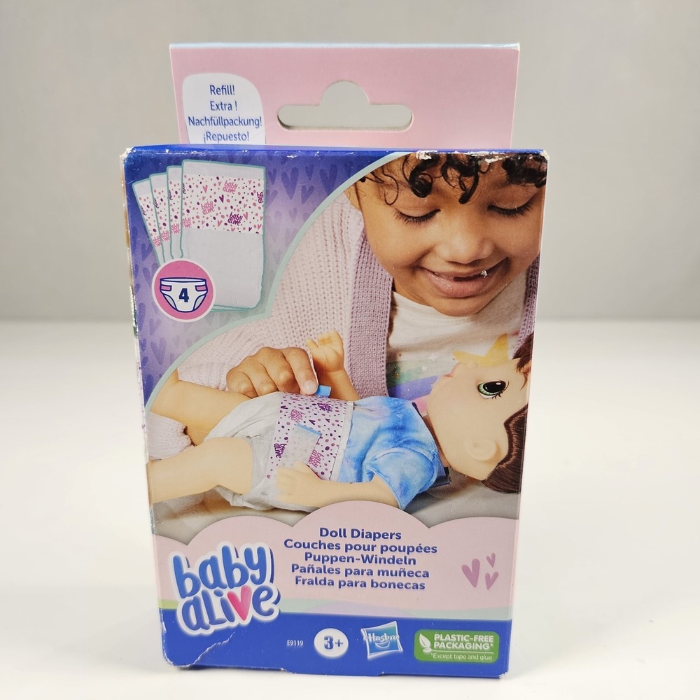 Baby Alive Doll Diaper Refill Pack 4 Diapers New Sealed Hasbro E9119 Replacement